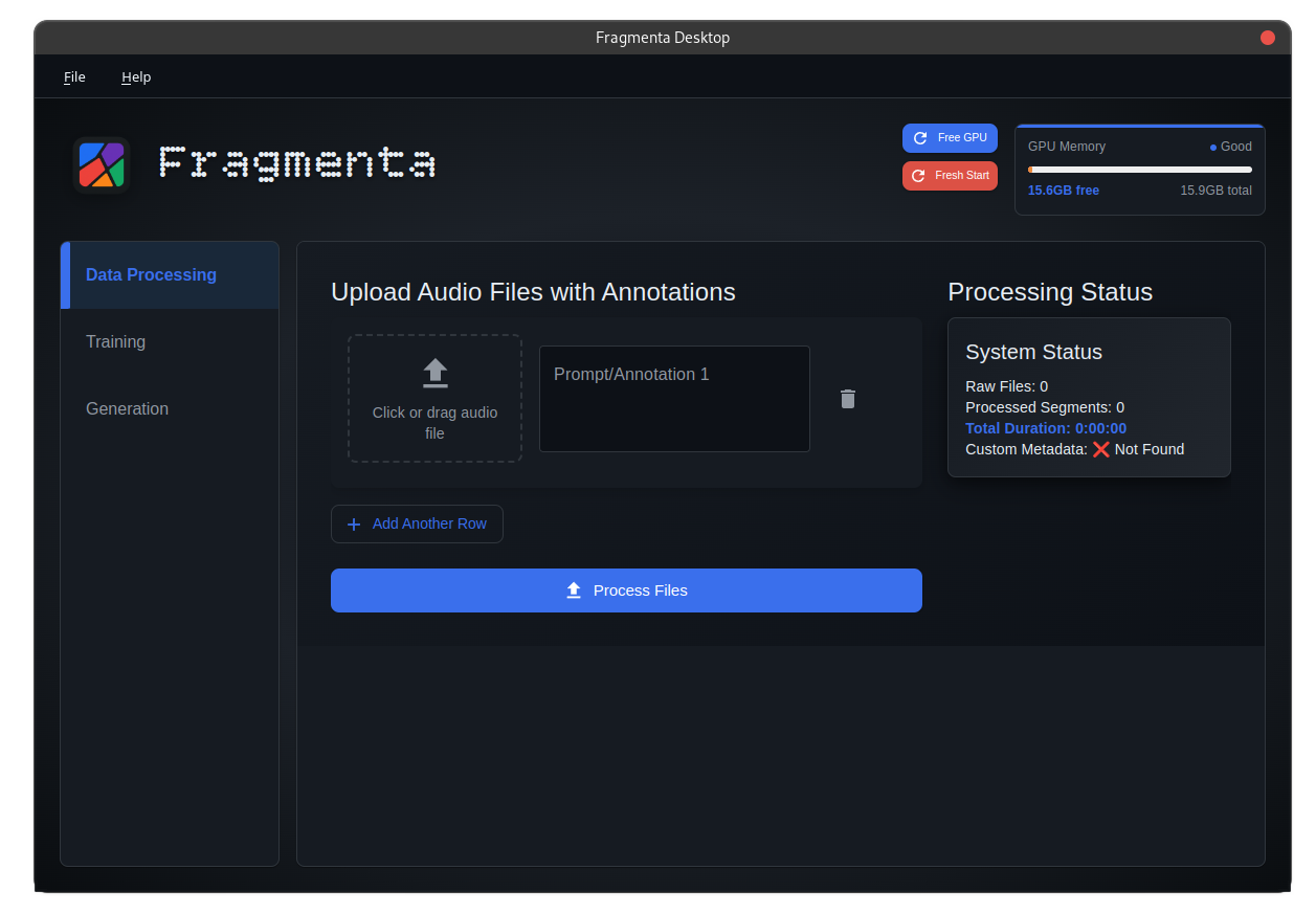 Fragmenta App Interface
